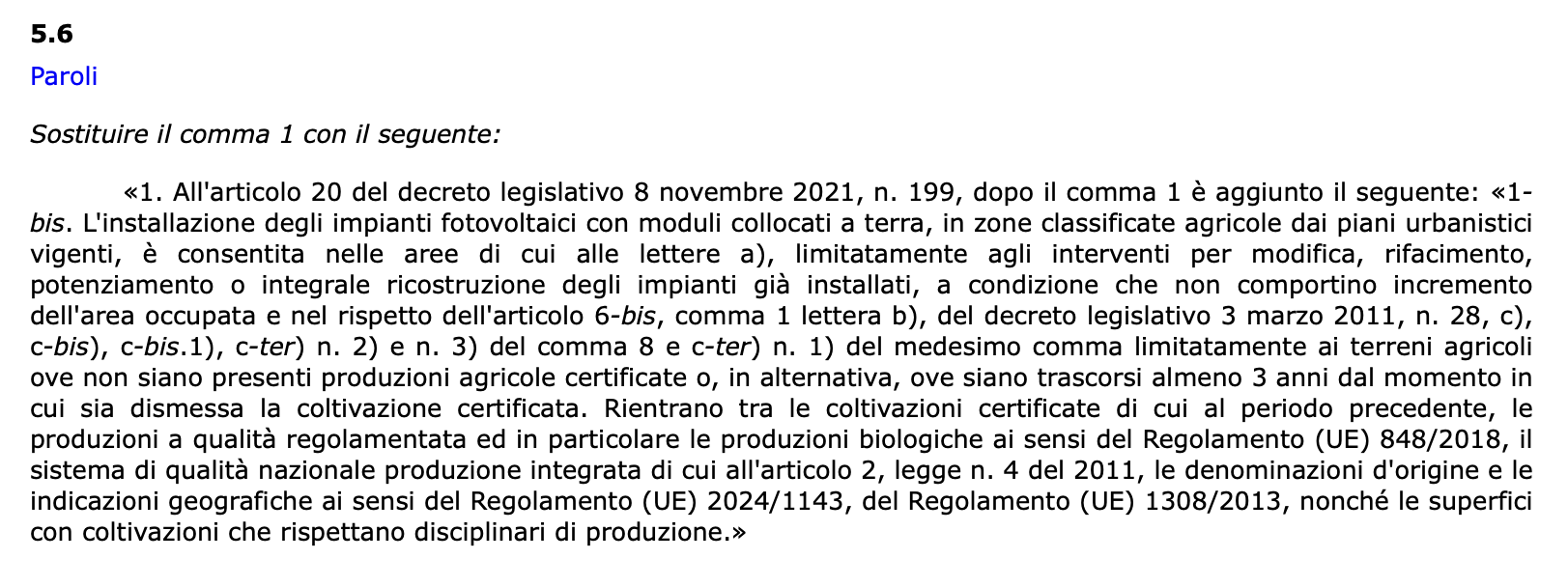 emendamento Paroli Dl Agricoltura