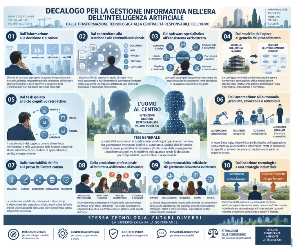 Decalogo: dalla Gestione Informativa all’ecosistema cognitivo agentico. Dieci principi per governare continuità decisionale, autonomia, valore e responsabilità nell’ambiente costruito